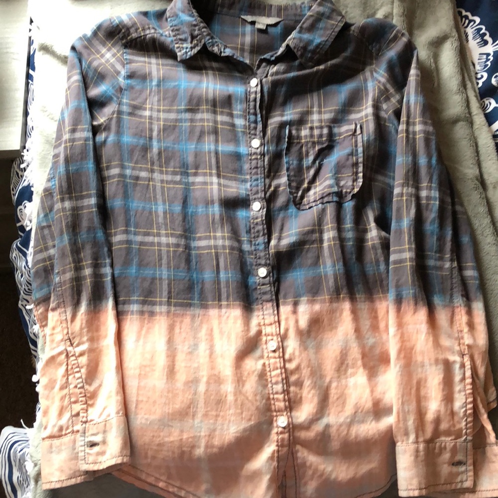 Tie-dye button down flannel